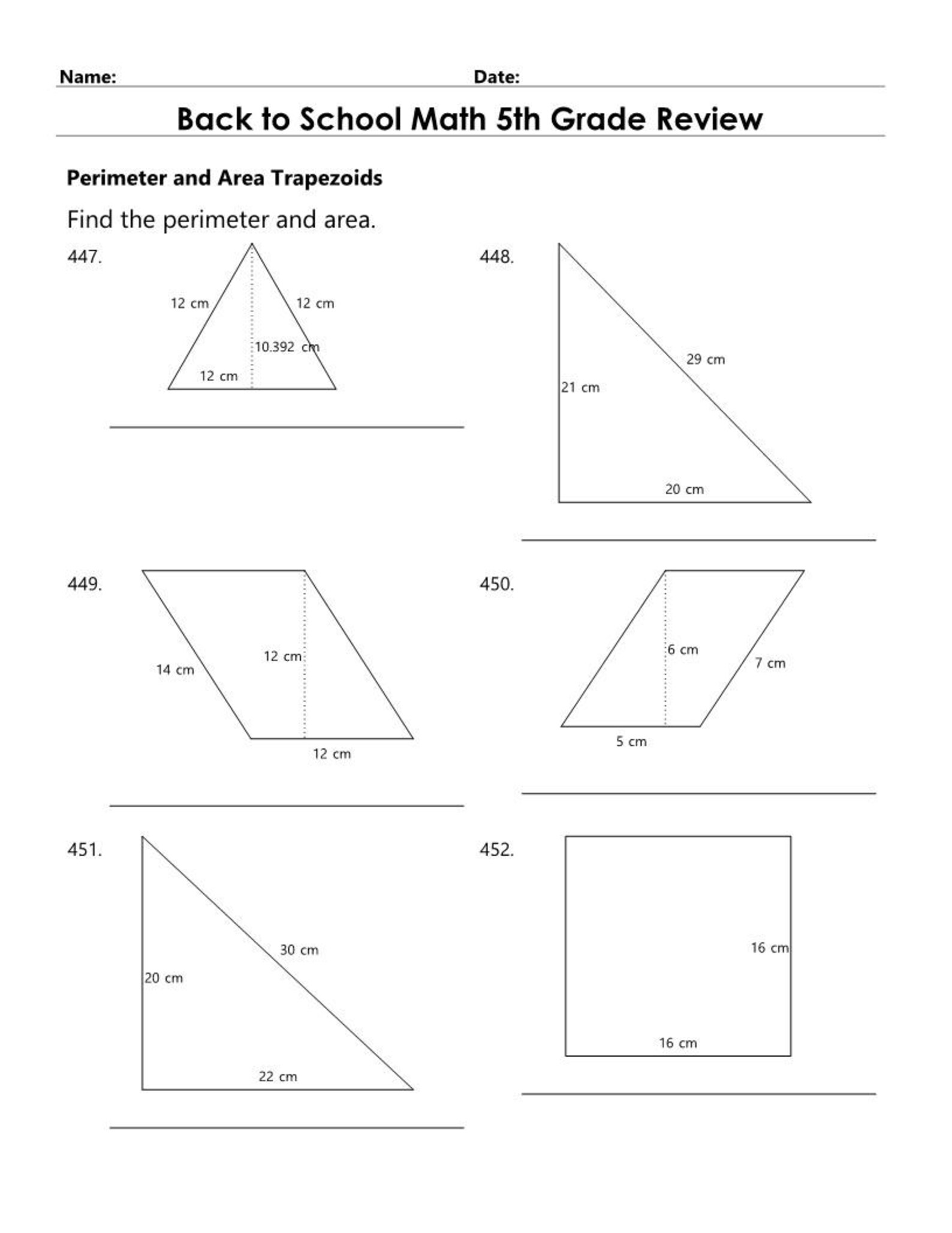 Back to School Math Activities for 6th Grade Math - Review of 5th Grade ...