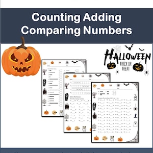Halloween Math Activities: Counting, Adding, Comparing (Printable Pages) (Digital Resource)