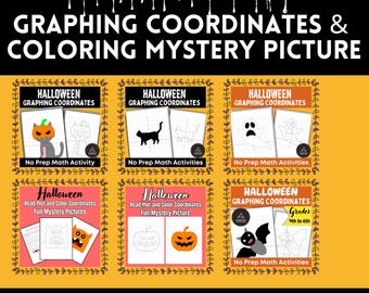 Halloween Graphing Mystery Pictures: Coordinate Plane Math (Instant Download)