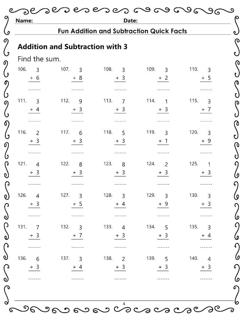 Math Fact Fluency: Addition & Subtraction Exercises (PDF Download) - Etsy