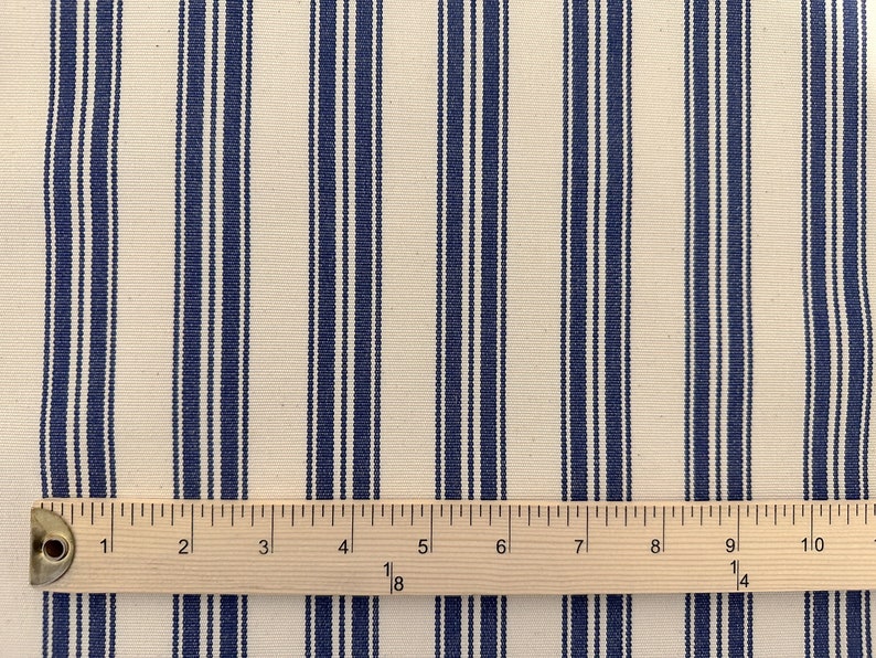 Navy Blue Balanced Stripes Fabric by the Yard - Etsy
