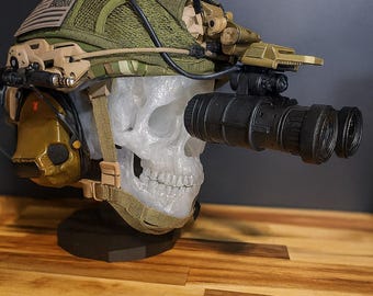 Light Up Crystal Human Skull Stand: Headphone & Helmet Display