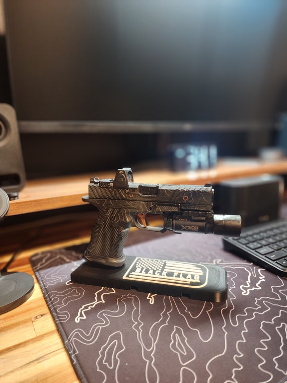 Custom Engraved Pistol Stand: Durable PLA Plus Display