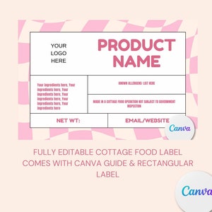 CUSTOM Cottage Food Label Template - Digital Download