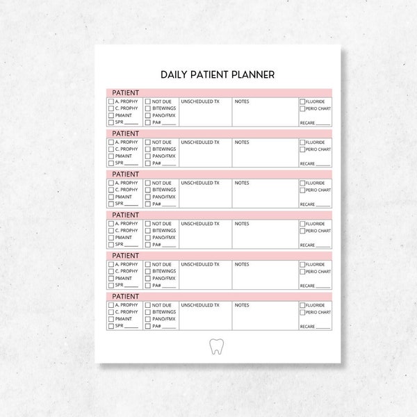 Dental Hygienist Patient Planner Etsy