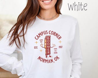 Meet Me at Campus Corner Norman Oklahoma OU Sooner Game Day T-shirt met lange mouwen