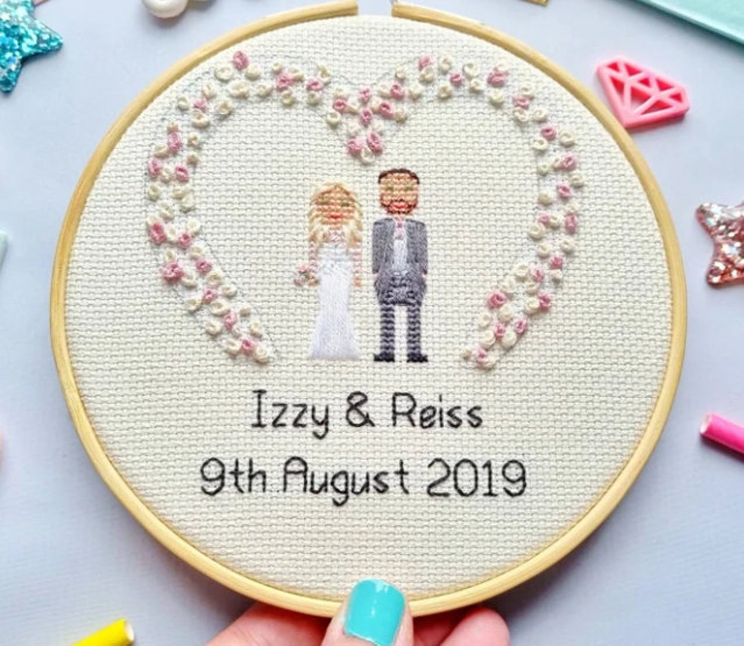 Cotton Anniversary Gift - Cross Stitch Family Portrait - Anniversary ...