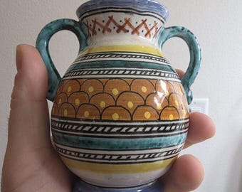 Deruta Artistic Ceramic Pitcher Handmade In Italy Signed Vintage