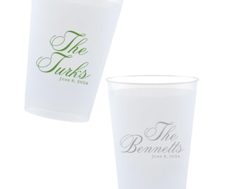Custom Last Name Frost Flex Cups, Wedding Bar Decor, Personalized Celebration Cups