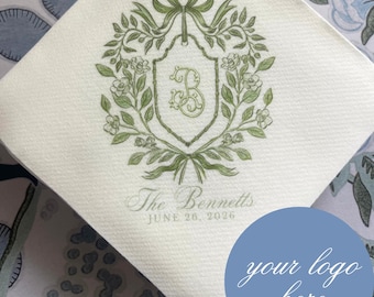 Custom Full Color Logo Napkins | Air Laid Cocktail Napkins | Wedding Crest Napkins | Business Logo | Linen Like Napkins