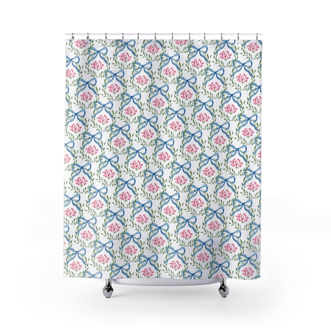 Preppy Shower Curtain, Grand Millennial Shower Curtain, Girly Bathroom