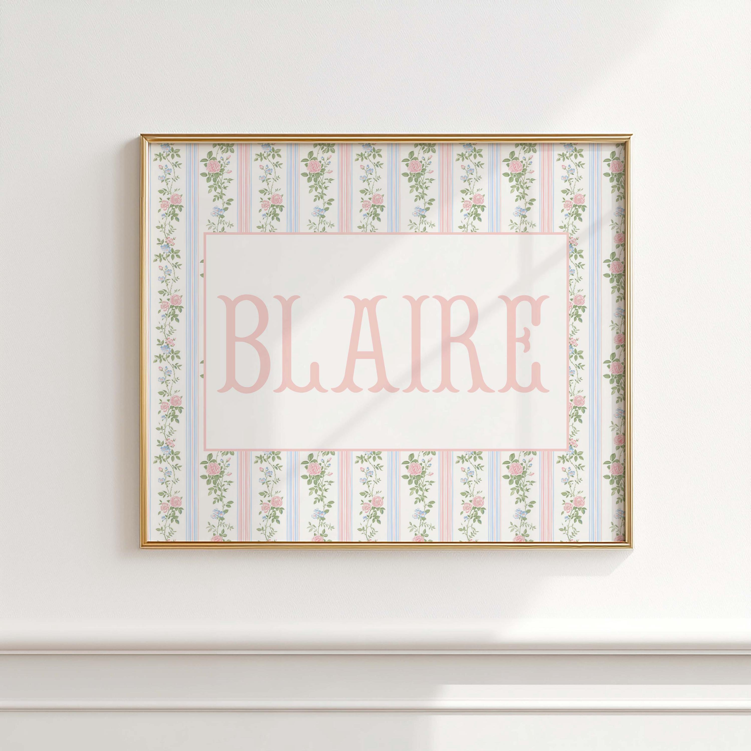 Floral Chinoiserie Art Print, Custom Nursery Monogram, Pink Butterflies, Grand Millennial, Coquette, Personalized Nursery Wall Art, Coquette