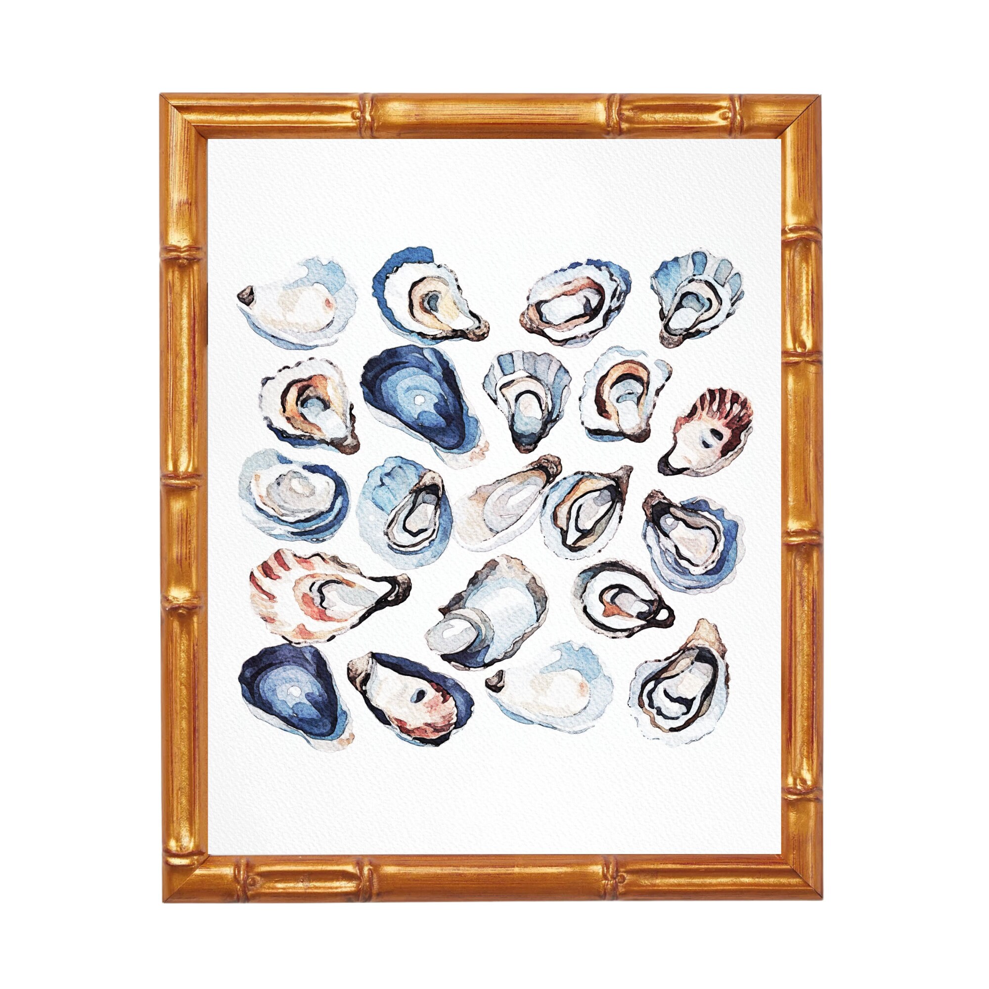 Watercolor Oyster Art Print, Coastal Wall Decor, Beach House Print