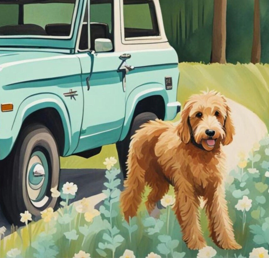 Golden Doodle Art, Golden Doodle Gift, Boy Nursery Decor, Dog Nursery