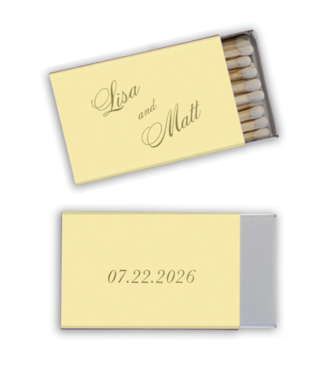 Personalized Foil Stamped Matchboxes - Custom Green Wedding Matches - Etsy