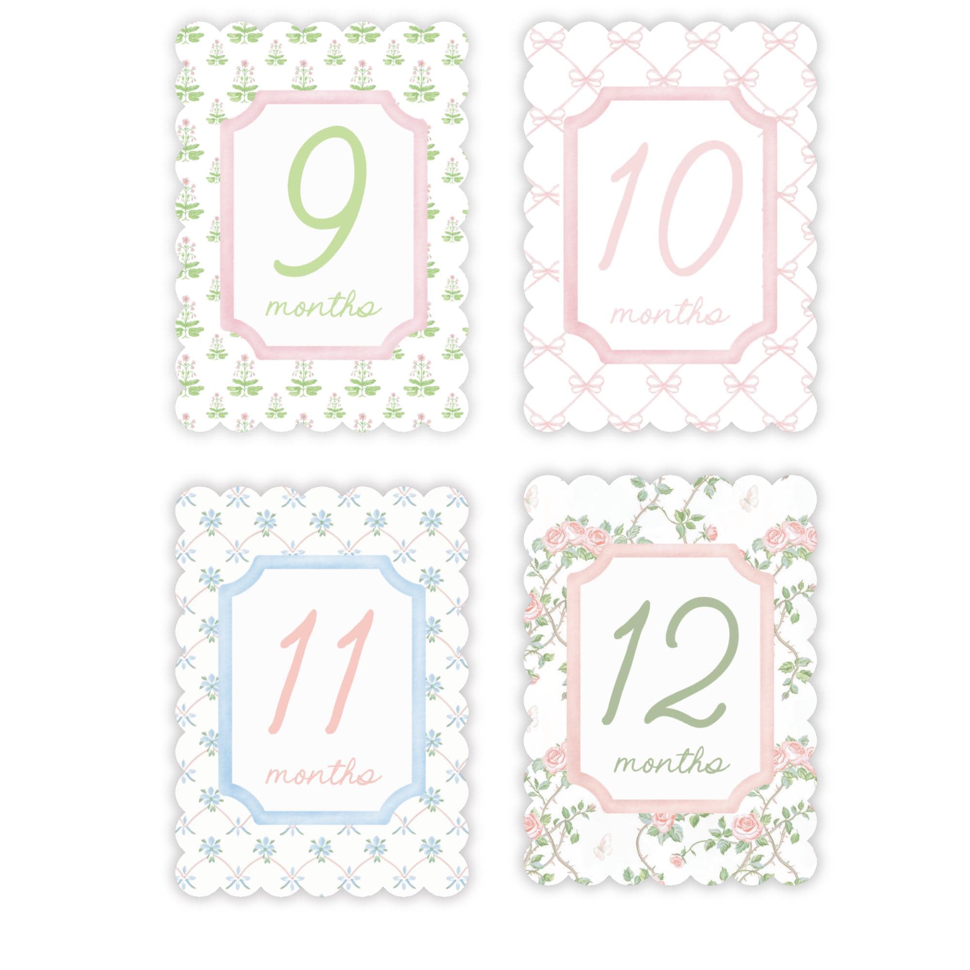 Baby Girl Pink Floral Milestone Cards, Monthly Baby Milestone Set, Baby ...