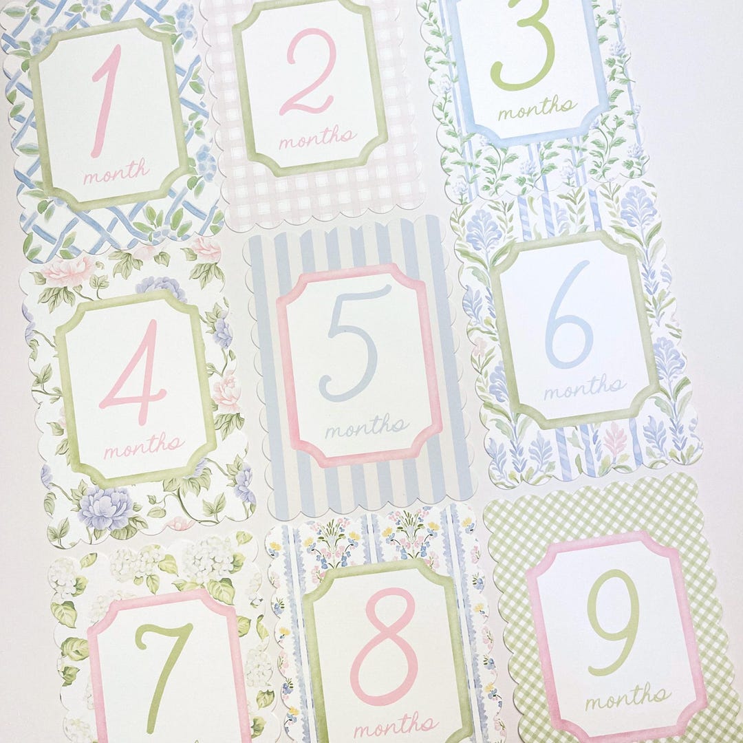 Baby Girl Pink Floral Milestone Cards, Monthly Baby Milestone Set, Baby ...