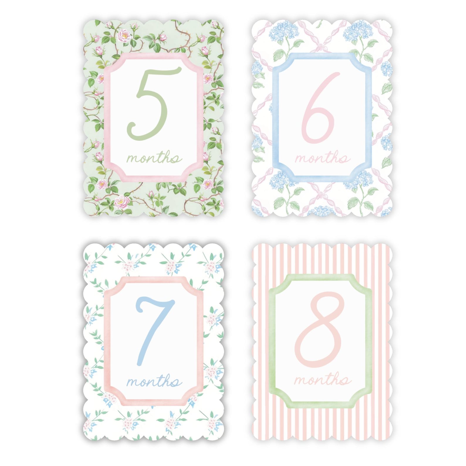 Baby Girl Pink Floral Milestone Cards, Monthly Baby Milestone Set, Baby ...