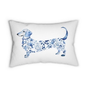 Dachshund Pillow, Custom Dachshund Pillow Cover, Chinoiserie Pillow, Dachshund Mom, Doxie Mom Christmas Gift, Grand Millennial