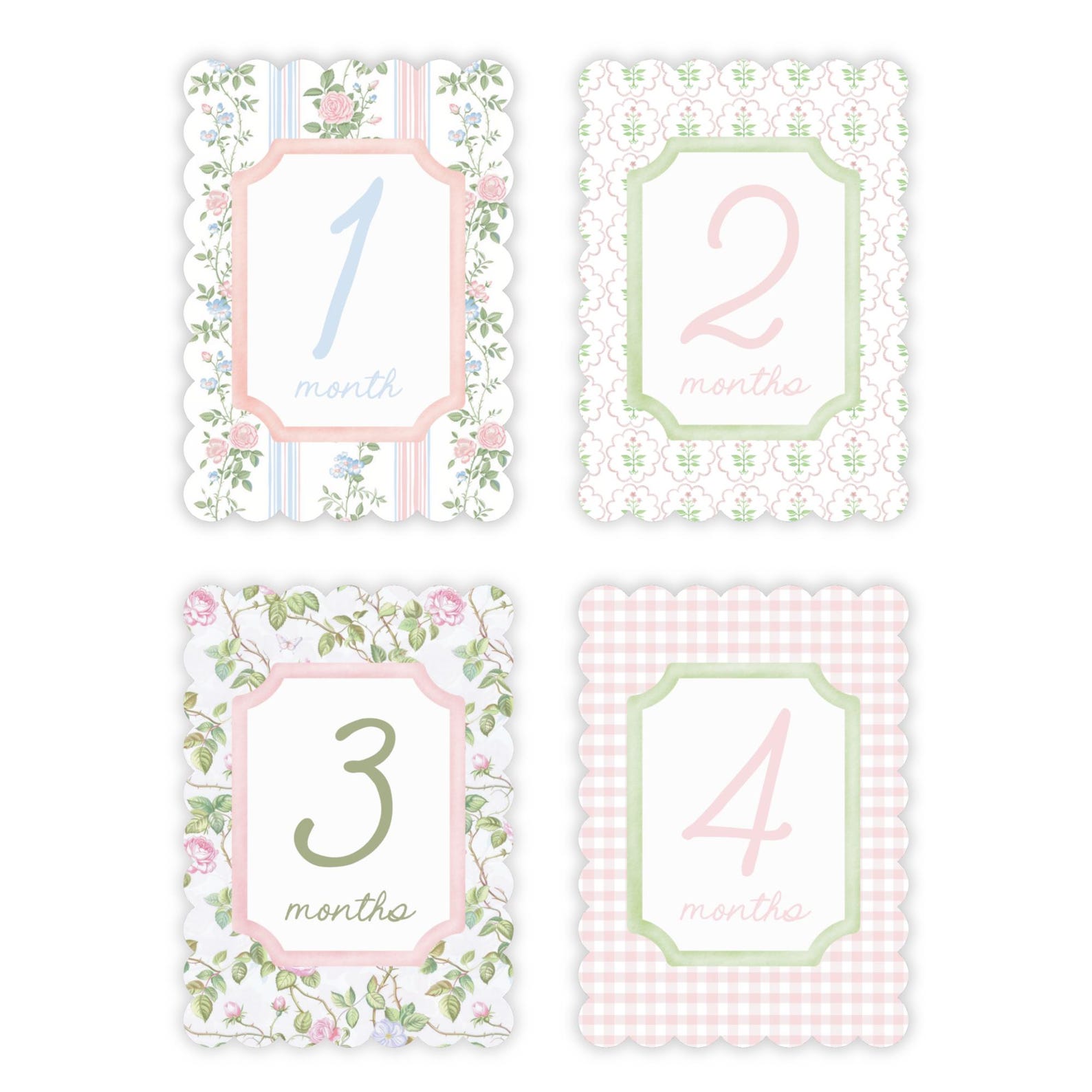 Baby Girl Pink Floral Milestone Cards, Monthly Baby Milestone Set, Baby ...