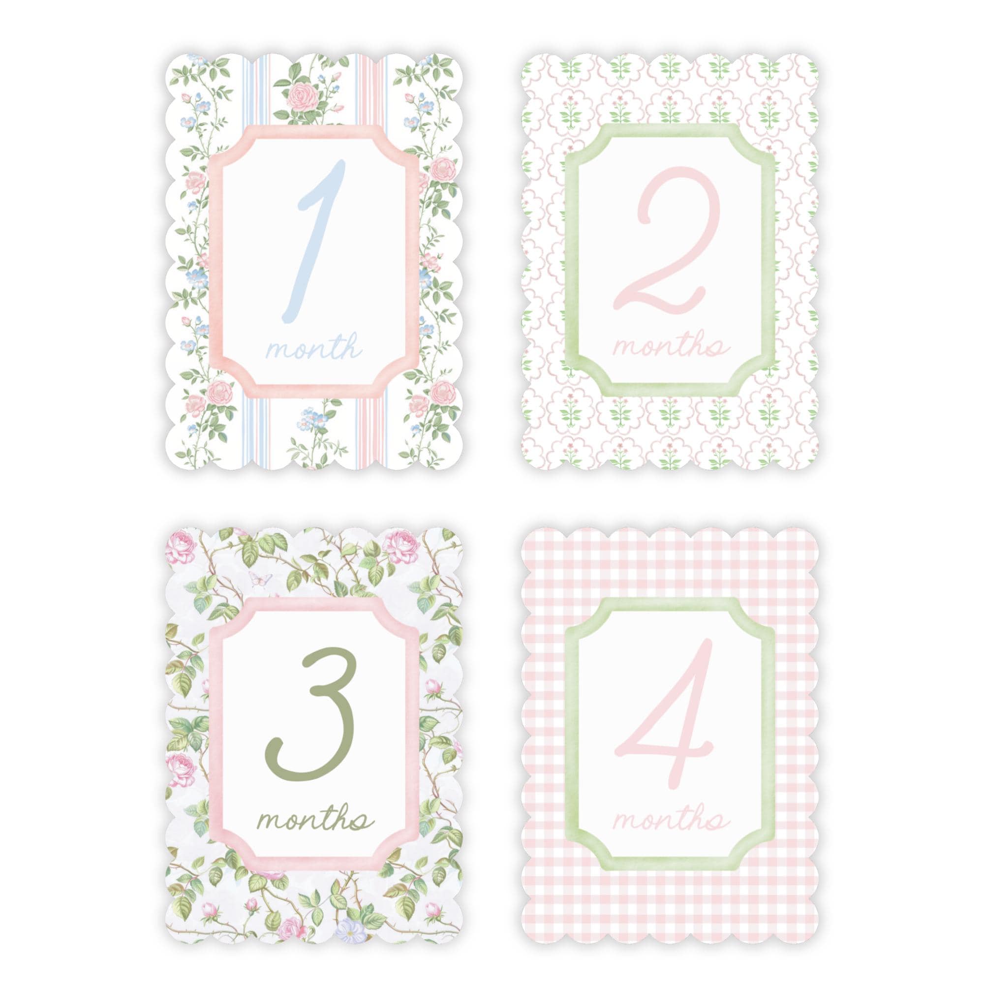 Baby Girl Pink Floral Milestone Cards, Monthly Baby Milestone Set, Baby ...