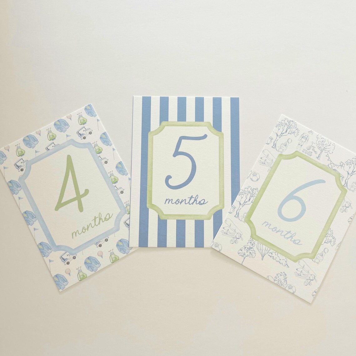 Boy Blue Green Milestone Cards, Monthly Baby Milestone Set, Baby Shower ...