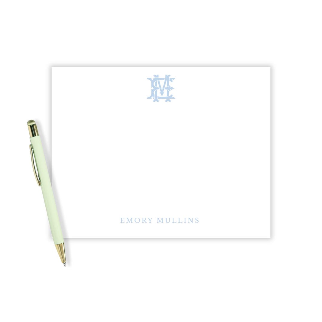 Personalized Monogram Note Cards, Custom Womens Stationery Set, Chic ...
