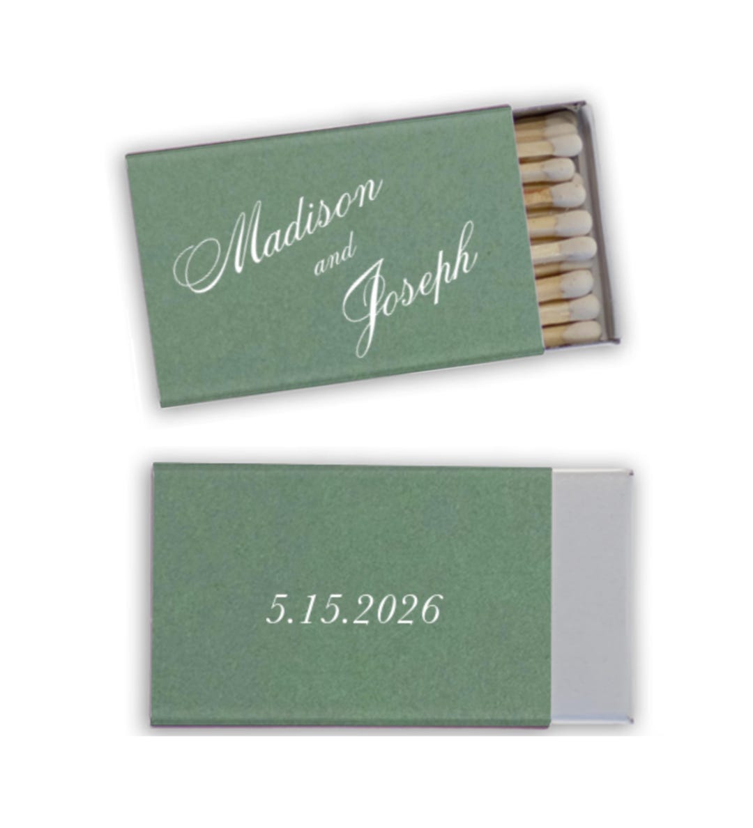 Matches Design Personalized Foil Stamped Matchboxes - Custom Green Wedding Matches - Etsy