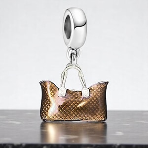 Bolsa de Luxo Pandora S925 - Colar de Prata, Pulseira e Pingente com Corrente Pandora - Bolsa da Moda, Joias, Marrom, Bege, Couro Feminino