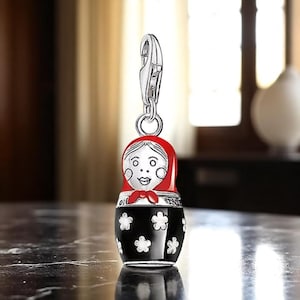Silber Geldbörse Charme, Matrioska Puppe Clip auf Charme, Reißverschluss Pull, Karabinerverschluss Bijoux für Handtaschen, Halsketten Armbänder, Taschenanhänger s925