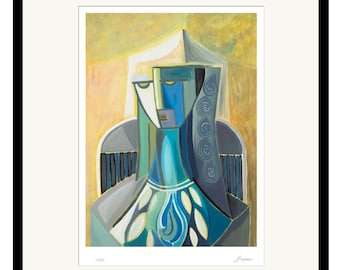 Modern Art Prints of Originals | Signed Print | Figurative | Woman Praying | Cubist | Contemporary Art | Home Decor l Collectible | Artist