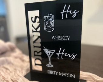 Wedding Bar Menu Sign, Signature Drinks Sign, Acrylic bar menu sign