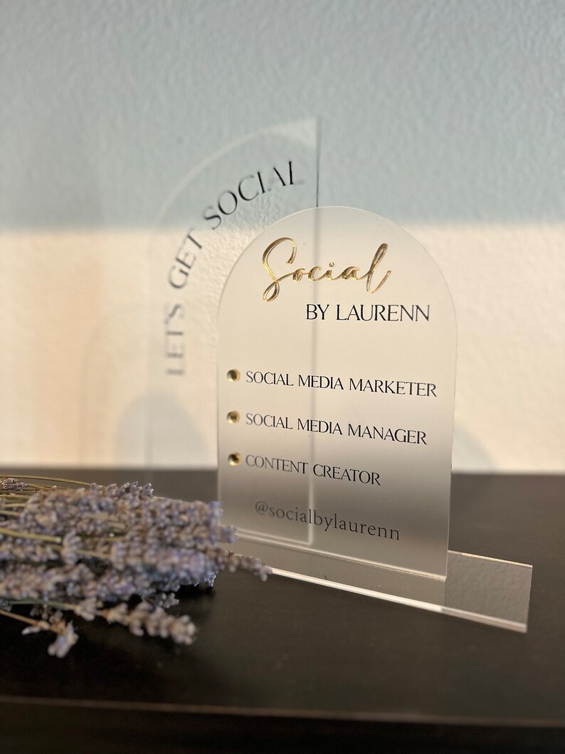Arched Social Media Manager Sign, Acrylic Business Sign - Etsy