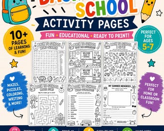 Back to School Activity Pages | Maze, Word Search, I Spy (Digital Download)