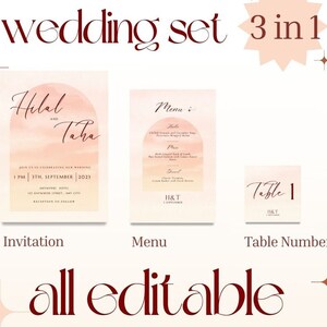Burgundy Wedding Invitation Template, Printable Wedding Invitation, Wedding Set,Wedding Menu I Burgundy Wedding Table Place Card,set of 3