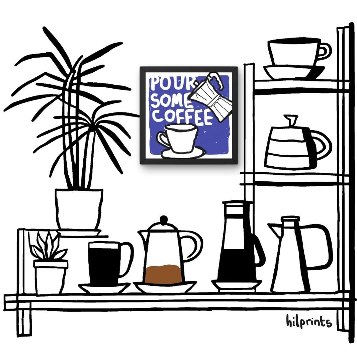 pour-some-coffee-wall-art-handdrawn-coffepot-and-coffee-art-coffee
