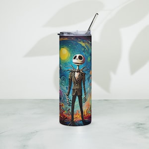 Trippy Jack Skellington 2, 20oz Skinny Tumbler Wrap PNG Sublimation Design Digital Download