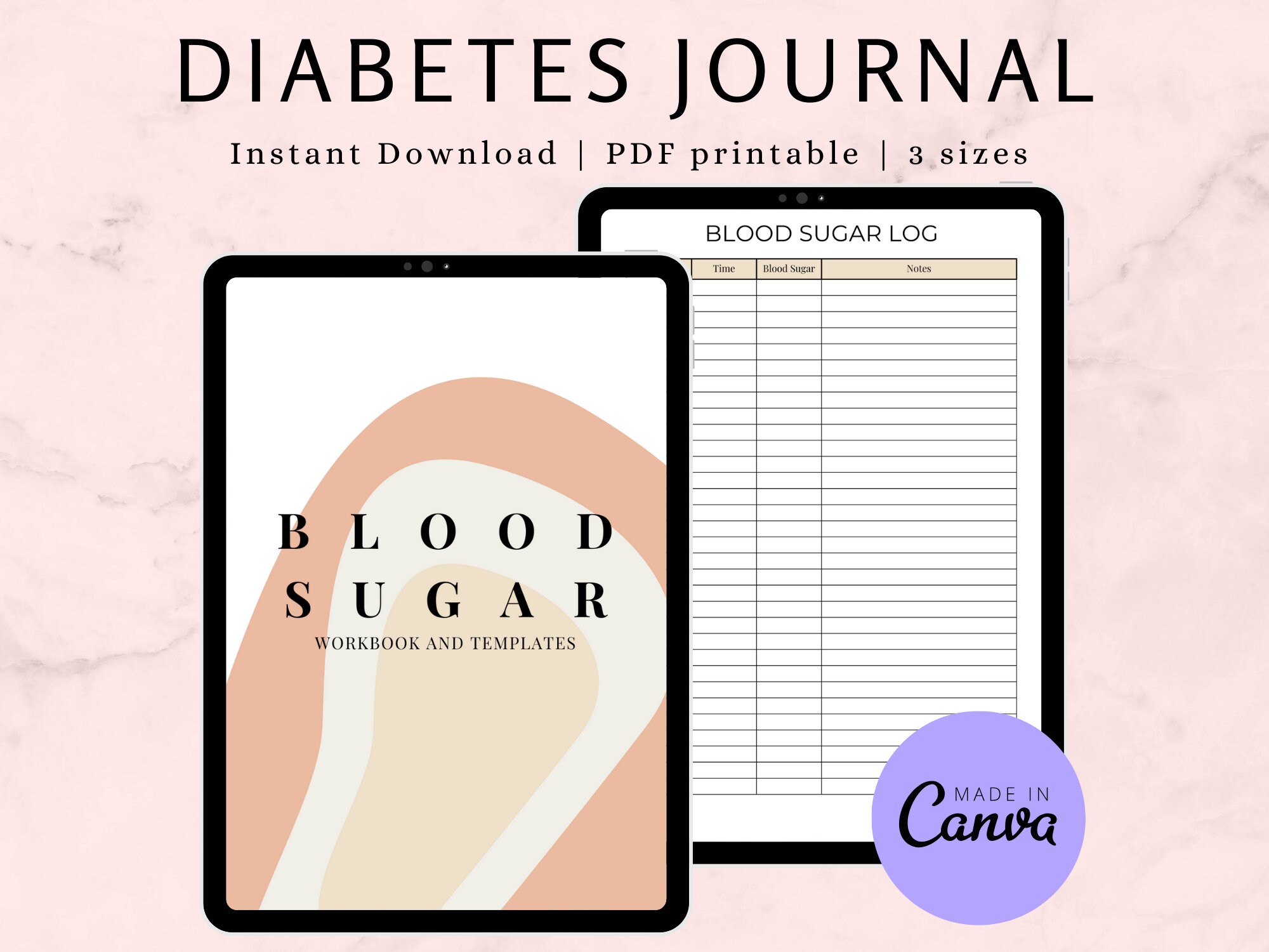 Type 2 Diabetes Blood Sugar Log Glucose Monitoring, T1d Diabetic Meal Planner With Insulin