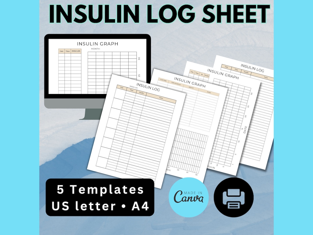 Insulin Log Sheet for Diabetes Symptom Management Templates to Etsy UK