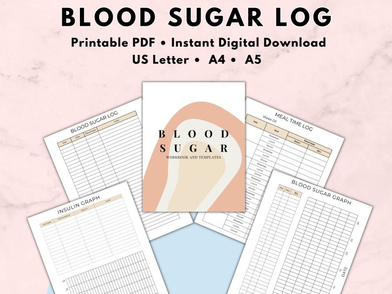 Type 2 Diabetes Blood Sugar Log Glucose Monitoring, T1d Diabetic Meal