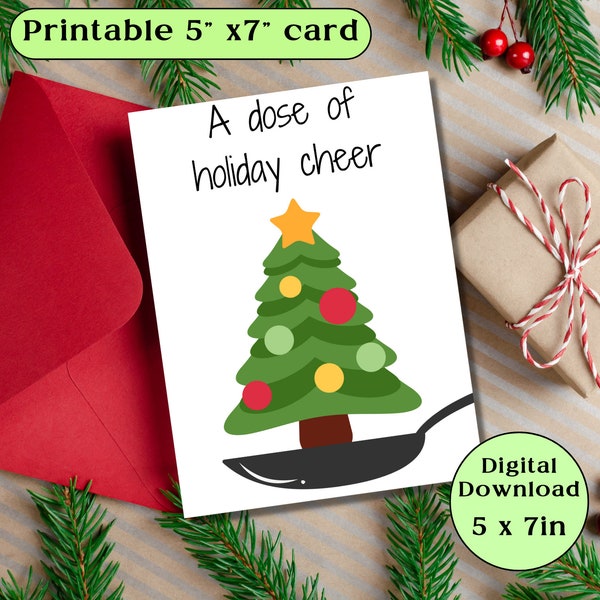 Card holiday funny merry Christmas for nurses, healthcare worker cute Christmas card for doctor, handmade printable Christmas card for him