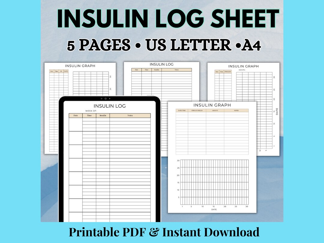 Insulin Log Sheet for Diabetes Symptom Management Templates to Etsy UK