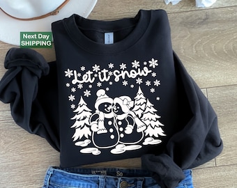 Christmas Couple Shirts, Christmas Gifts For Boyfriend Girlfriend, Christmas Snow Sweatshirt, Let it Snow Sweatshirt, Christmas Wife Husband