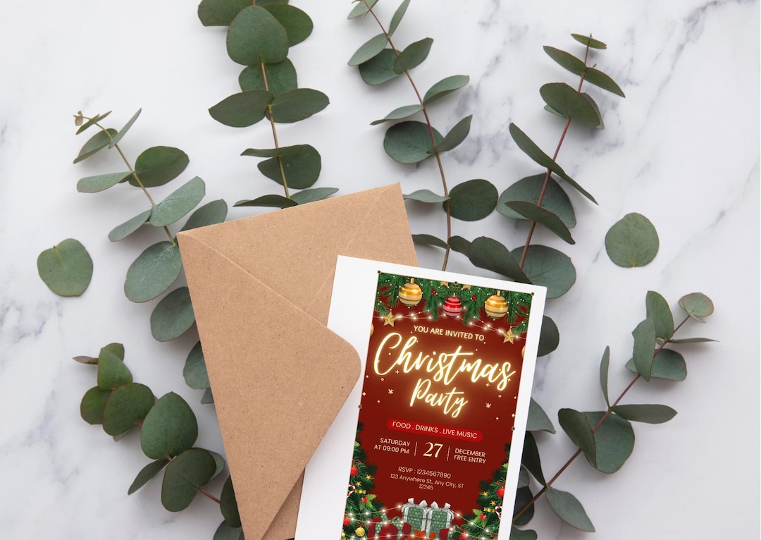 Personalized Christmas Party Invitation 5x7 Digital Printable - Etsy