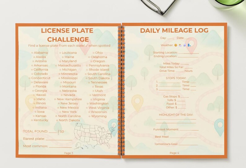 Family Road Trip Journal | Kids Travel Activity Book, License Plate ...