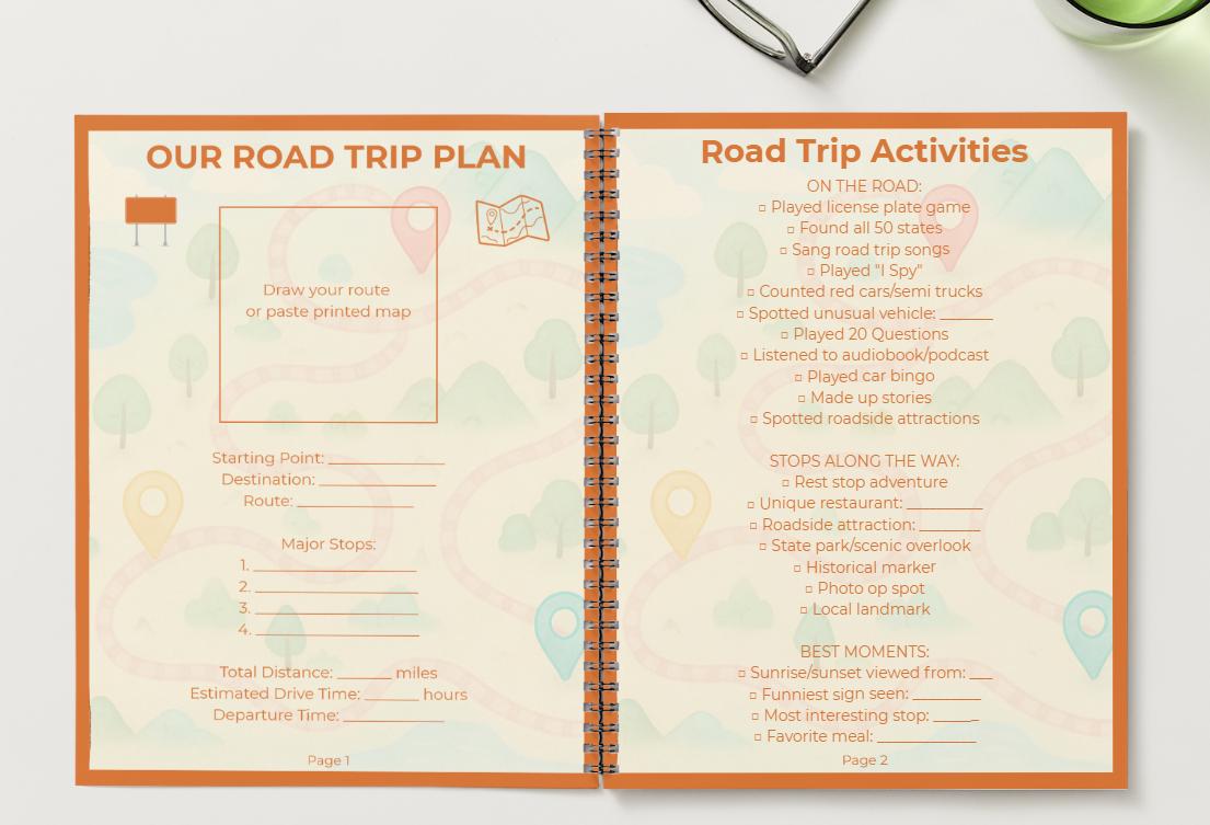 Family Road Trip Journal | Kids Travel Activity Book, License Plate ...