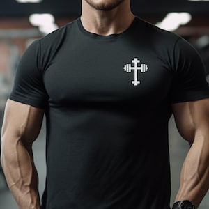 Christian Fitness Shirt, Christian Barbell, Jesus Gym TShirt, Weightlifting T-Shirt, Gifts for Christians, Pump Cover, Fitness Lover Gift