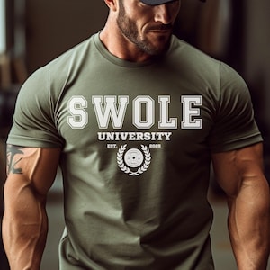 Funny Gym Shirt, Swole University, Mens Workout T Shirt, Bodybuilding Shirt, Weightlifting Tee, Sarcastic Gym Shirt, Mens Fitness Pump Cover