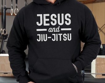 Jesus and Jiu-Jitsu Hoodie, Christian MMA Gifts: Cotton and Polyester Blend S-3XL