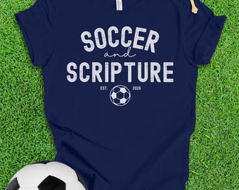 Christian Soccer T-Shirt, Soccer and Scripture: 100% Cotton S-3XL